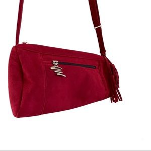 Marie Pace Burgandy Ultrasuede Duffle Shoulder Bag